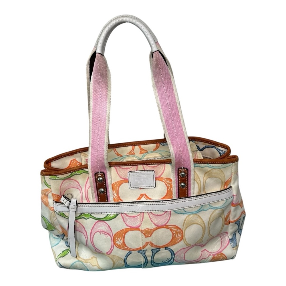Coach Vintage Hampton Scribble Multicolor Signature Tote with Pink Handles 
2007 - Picture 5 of 17